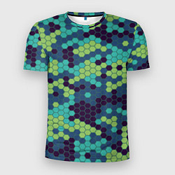 Мужская спорт-футболка Зеленые соты в мозаике