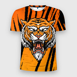 Мужская спорт-футболка Разгневанный тигр голова