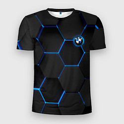 Мужская спорт-футболка BMW blue neon theme