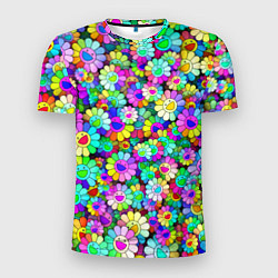 Футболка спортивная мужская Rainbow flowers, цвет: 3D-принт