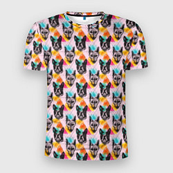 Мужская спорт-футболка Собаки в красочном дизайне