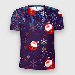 Мужская спорт-футболка Дед Мороз в снежинках