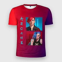 Мужская спорт-футболка Вай и Джинкс Аркейн