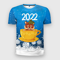 Футболка спортивная мужская Тигр в кружке Новый год 2022, цвет: 3D-принт