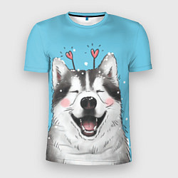 Мужская спорт-футболка Веселая хаски