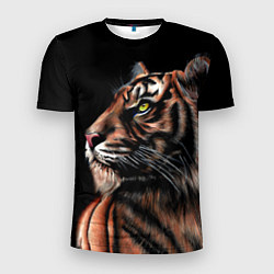 Мужская спорт-футболка Тигр в Темноте Взгляд Вверх