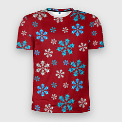 Мужская спорт-футболка Снежинки Черепа красный