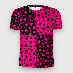 Мужская спорт-футболка Черно-Розовые сердца