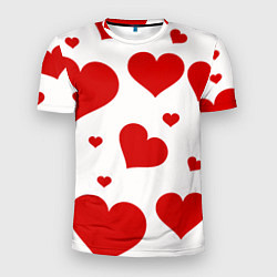 Мужская спорт-футболка Красные сердечки Heart