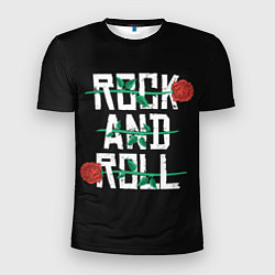 Футболка спортивная мужская ROCK AND ROLL розы, цвет: 3D-принт