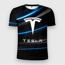 Футболка спортивная мужская Tesla - Неоновые полосы, цвет: 3D-принт