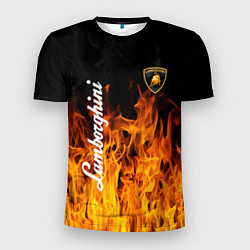 Футболка спортивная мужская Lamborghini пламя огня, цвет: 3D-принт
