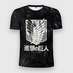 Мужская спорт-футболка Атака Титанов Логотип Свечение