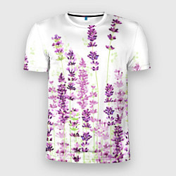 Мужская спорт-футболка Цветы Лаванды акварелью
