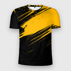 Мужская спорт-футболка Black and yellow grunge