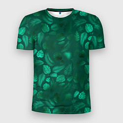 Мужская спорт-футболка Яркие зеленые листья