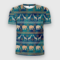 Мужская спорт-футболка Жирафы и слоны