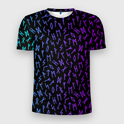 Мужская спорт-футболка Рунический алфавит Neon pattern