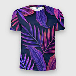 Мужская спорт-футболка Neon Tropical plants pattern