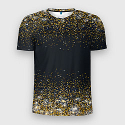Мужская спорт-футболка Золотые блестки на темном фоне Сияющий глиттер, бл