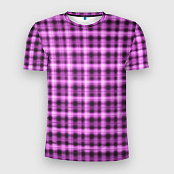 Мужская спорт-футболка Неоновый узор в клетку Светящиеся квадраты, сетка