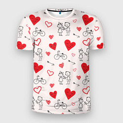 Мужская спорт-футболка Романтические сердечки