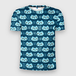 Мужская спорт-футболка Мордочки котов в плоском стиле Паттерн