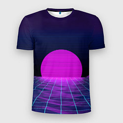 Мужская спорт-футболка Закат розового солнца Vaporwave Психоделика