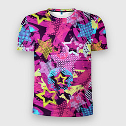 Мужская спорт-футболка Star Colorful Pattern Fashion Neon