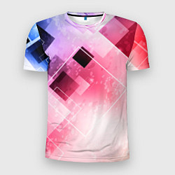 Мужская спорт-футболка Розово-голубая абстрактная геометрия