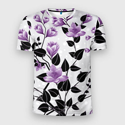 Мужская спорт-футболка Распустившиеся фиолетовые цветы