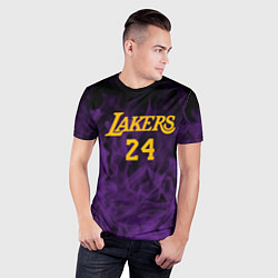Футболка спортивная мужская Lakers 24 фиолетовое пламя, цвет: 3D-принт — фото 2
