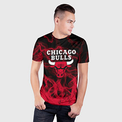 Футболка спортивная мужская CHICAGO BULLS ЧИКАГО БУЛЛС МОЛНИИ, цвет: 3D-принт — фото 2