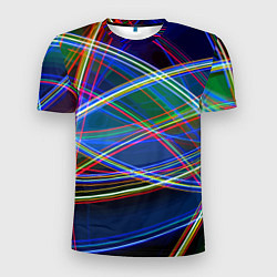 Мужская спорт-футболка Разноцветные неоновые линии Абстракция Multicolore