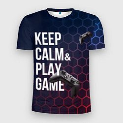 Мужская спорт-футболка KEEP CALM& PLAY GAME PATTERN HEXAGONAL