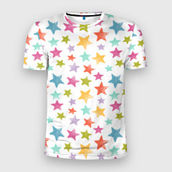Мужская спорт-футболка Яркие и разноцветные звезды