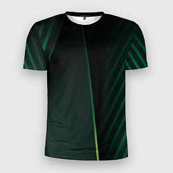 Мужская спорт-футболка Зеленые 3D полосы со свечением