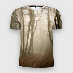 Мужская спорт-футболка Туманный лес на восходе