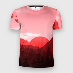 Мужская спорт-футболка Закат в горах в розовых тонах