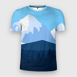 Мужская спорт-футболка Горы, лес, канатная дорога