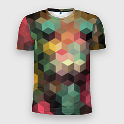 Мужская спорт-футболка Разноцветный геометрический узор 3D