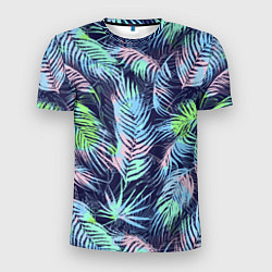 Мужская спорт-футболка Разноцветные Листья Пальм