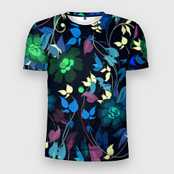 Мужская спорт-футболка Color summer night Floral pattern