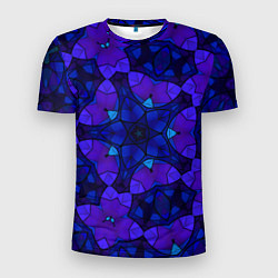 Мужская спорт-футболка Калейдоскоп -геометрический сине-фиолетовый узор