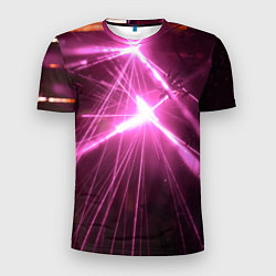 Мужская спорт-футболка Неоновые лазеры во тьме - Розовый