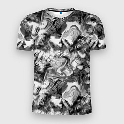 Мужская спорт-футболка Абстрактный в серых тонах фон с головой рыбы