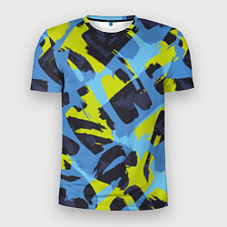 Мужская спорт-футболка Сине-салатовая абстракция