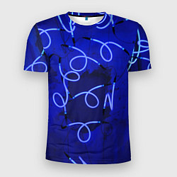 Мужская спорт-футболка Неоновые закрученные фонари - Синий