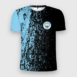 Мужская спорт-футболка Manchester city манчестер сити голубые брызги