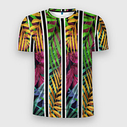 Мужская спорт-футболка Пальмовые цветные полосы